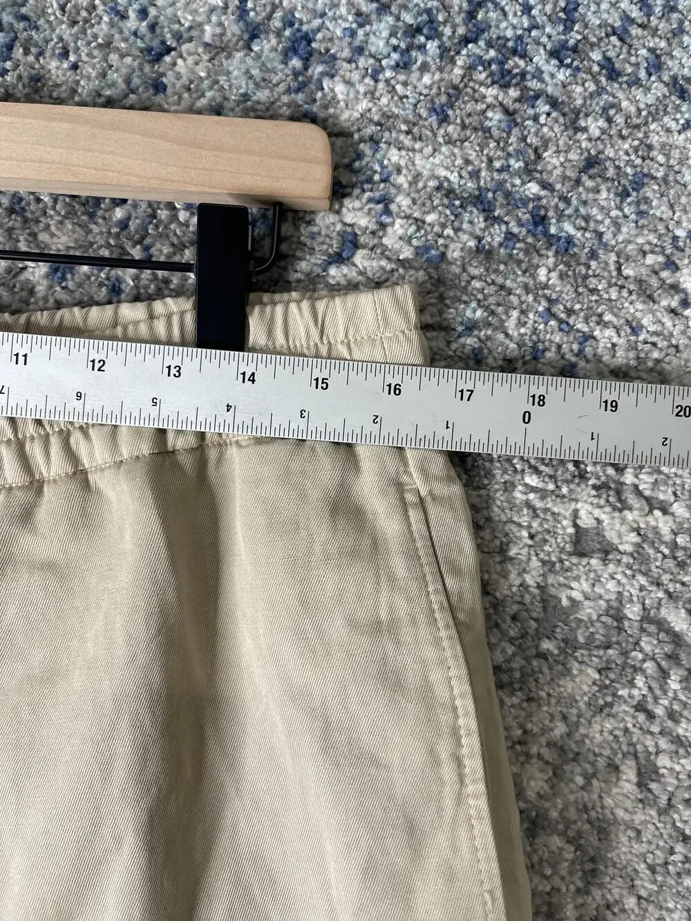 DSTLD Chino Pants Mens Medium Beige Khaki Elastic Waist Tapered Twill Casual